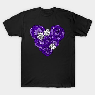 Purple Heart of Roses and Daisies T-Shirt